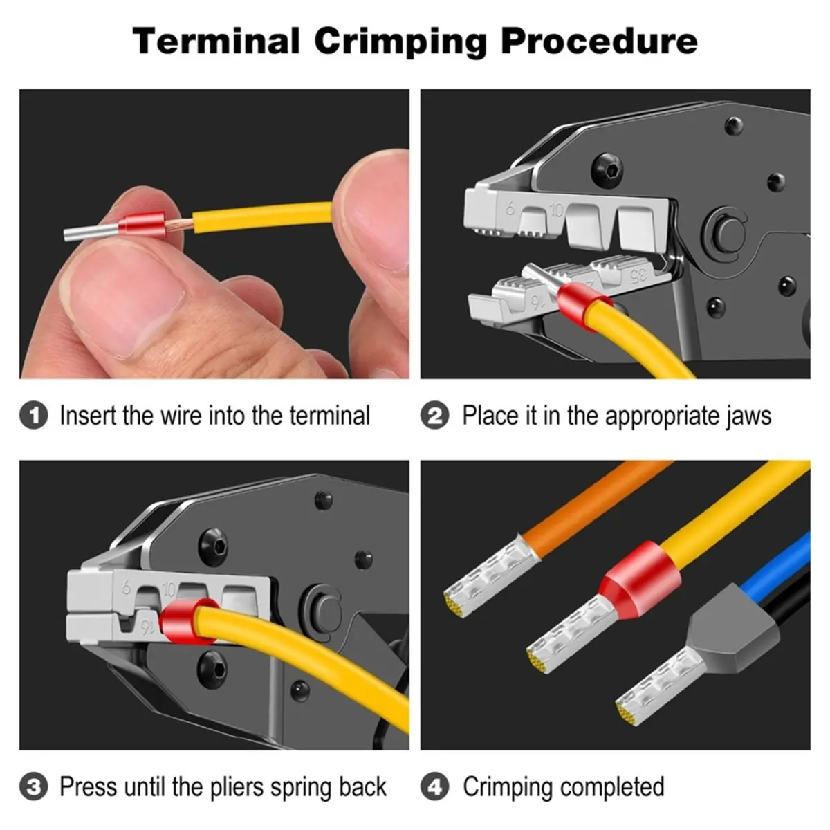Crimping Tool for Sleeves Ferrule Terminals - Ratcheting Wire Crimpers - AWG 10-2 (6-35mm²) - Ratchet Terminal Crimper