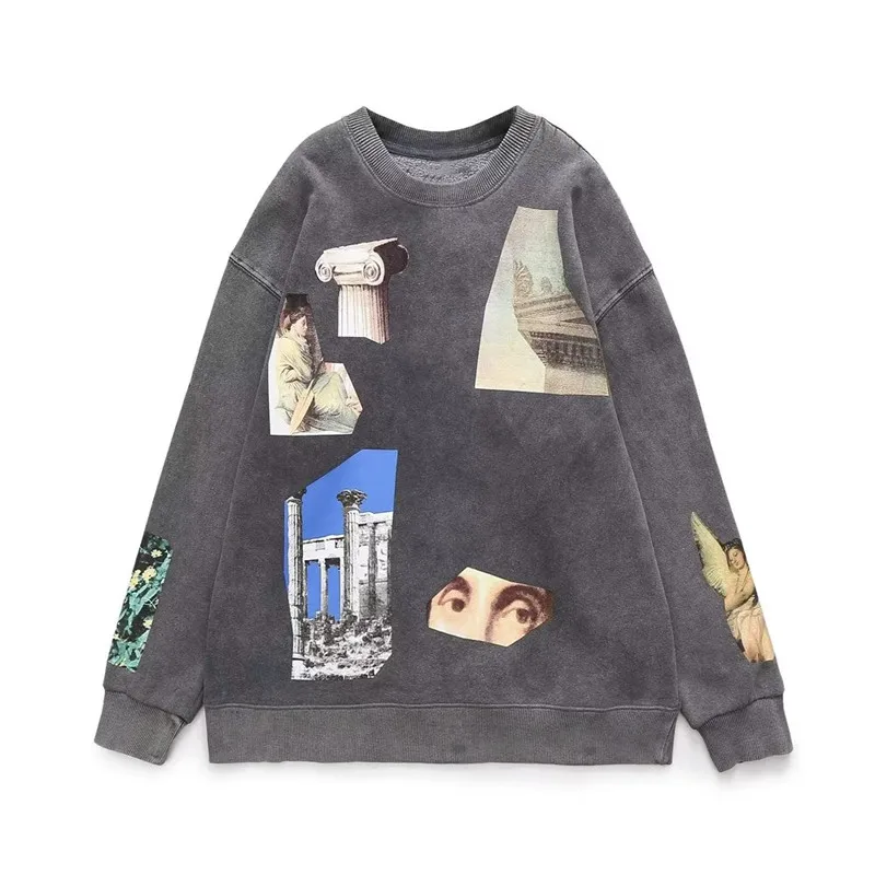 

Spring 2023 Faionable round Ne Long Sve Printed Sweatirt Women's Clothing Trendy Comfortable Cotton Inner Liner Hoodie