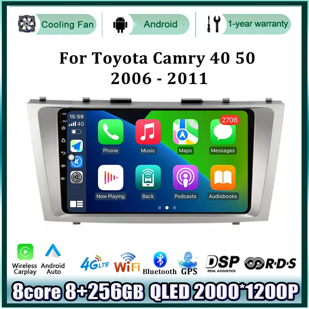 

Car Navigation Screen Android 14 for Toyota Camry 40 50 2006 - 2011 Auto Radio Stereo Player 5G WIFI DSP 4G LET Wireless Carplay