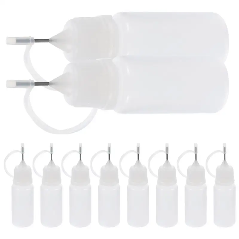 10Pcs 10ml Nadelspitze Kleber Flasche Applikator Flasche Spitze Kleber Nadel Applikator Flüssigkeit Squeeze Flaschen Dispenser Malerei Dropper