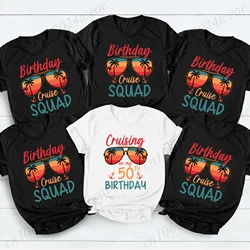 New Men Women T Shirt Pullover Oversize Birthday Cruise Squad/Crew Print T-Shirt Casual Short Sleeve T-Shirt Birthday Trip Top