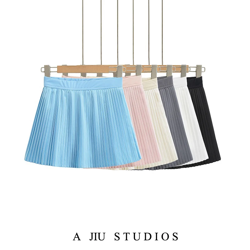 

High Waist Yoga Sport Accordion Pleated ort Skirt Qui Dry Tennis A-Line Skirt Color Street Sle Women's Skirt