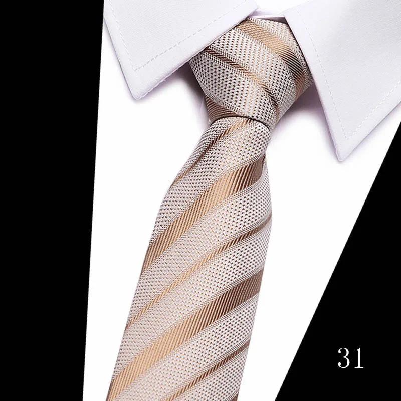 Hot Sale Tie For Man 7.5 cm Fashion Necktie Classic Stripe Golden Red Brown Wedding Gravatas Woven Suit Accessories Fit Party