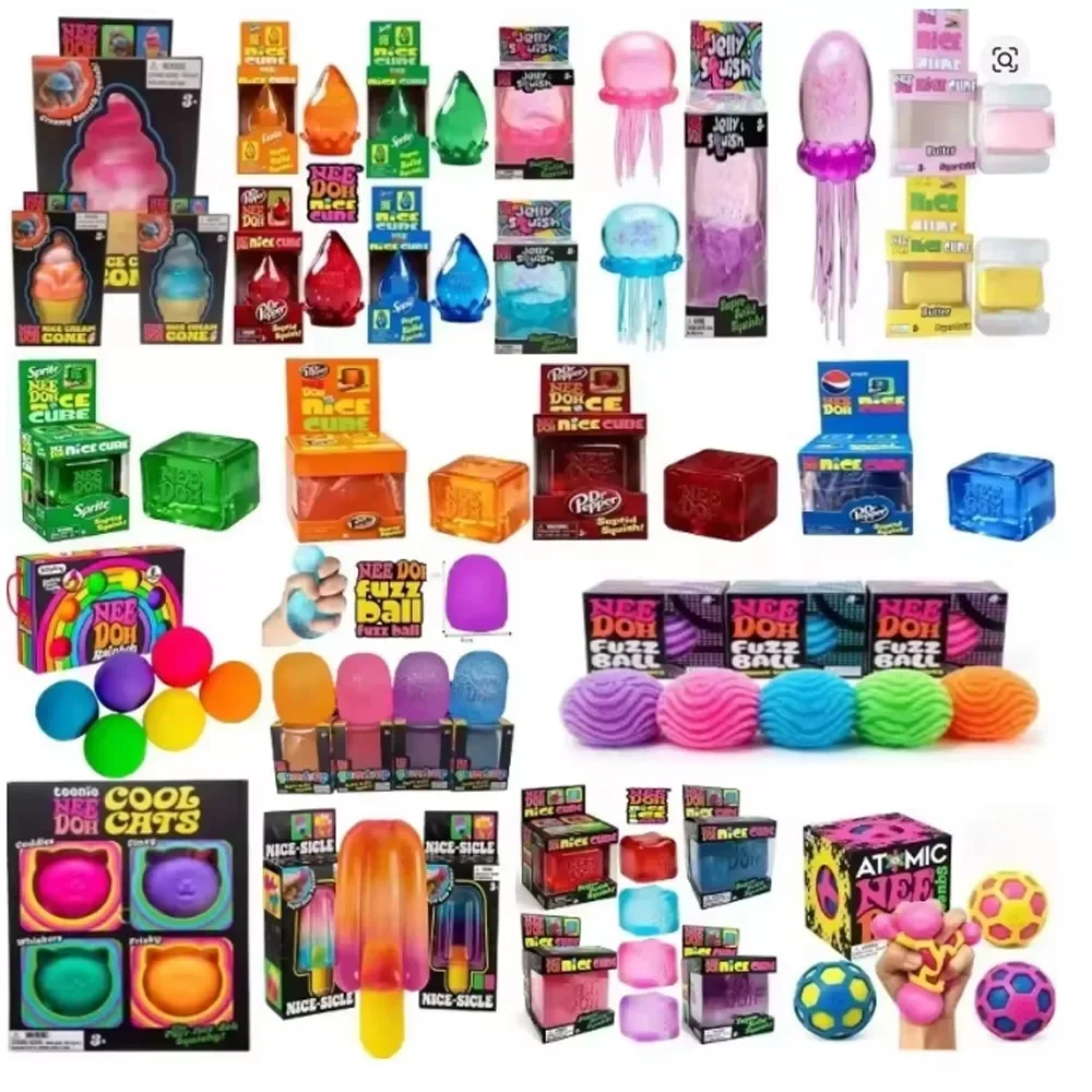 80+ Pcs NeeDoh Assorted Squishy Fidget Toys, Stress Relief Anti-Anxiety Sensory Squeeze Toys for Kids & Adults, Bulk Party Favor