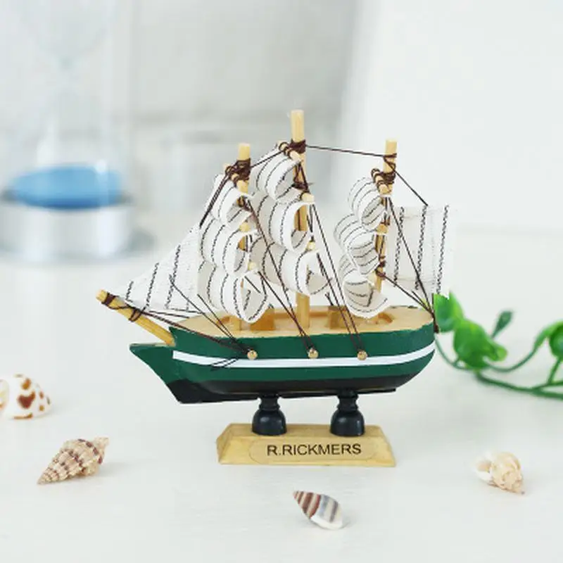 1Pc Reteo Mediterranean Style Boat Ship Wood Crafts Party Home Living Room Decoration Ornaments