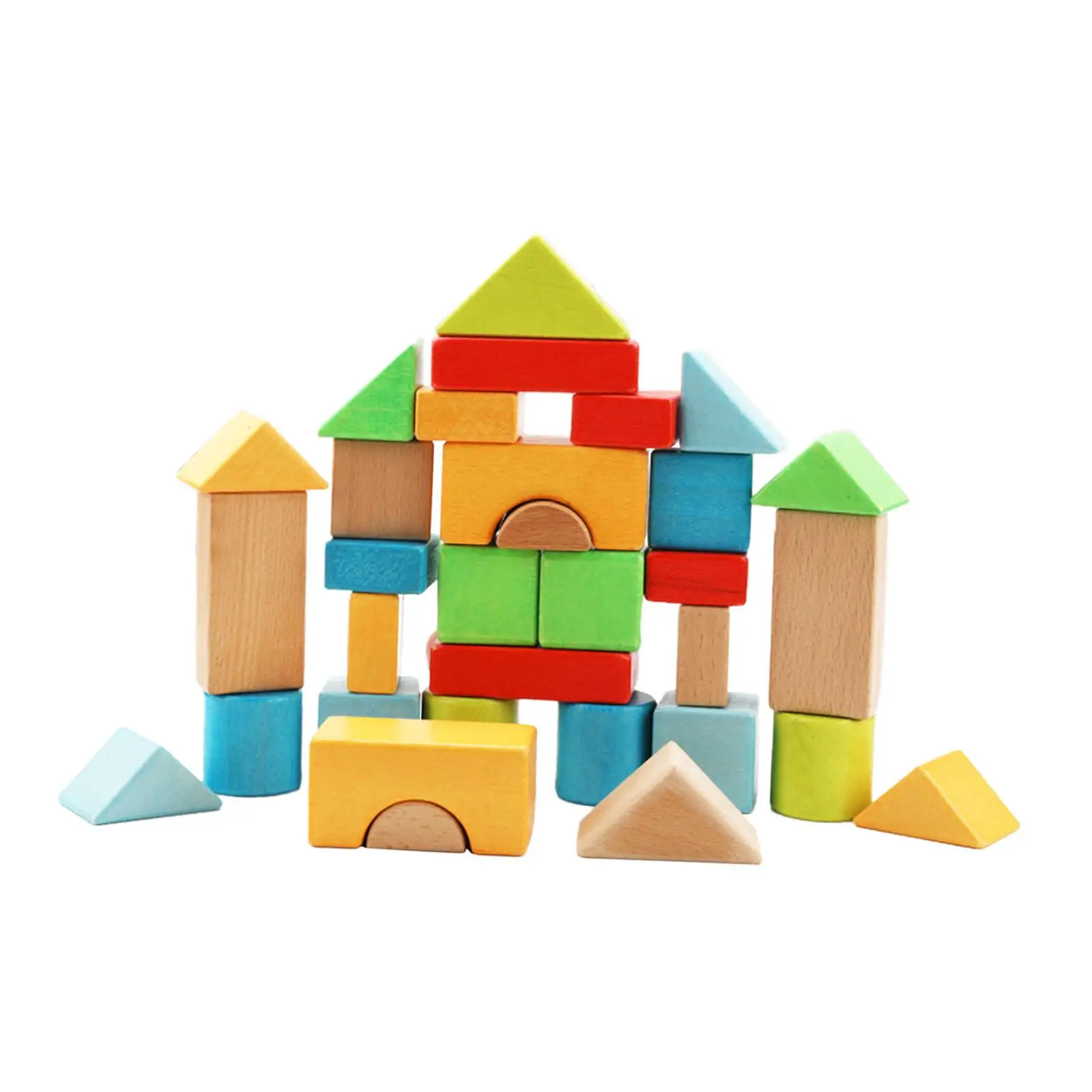 

Montessori Toy Wooden Blocks Set Shape Puzzle Stacking Bricks Board Games Construction Building Toys for Bedroom Kindergarten