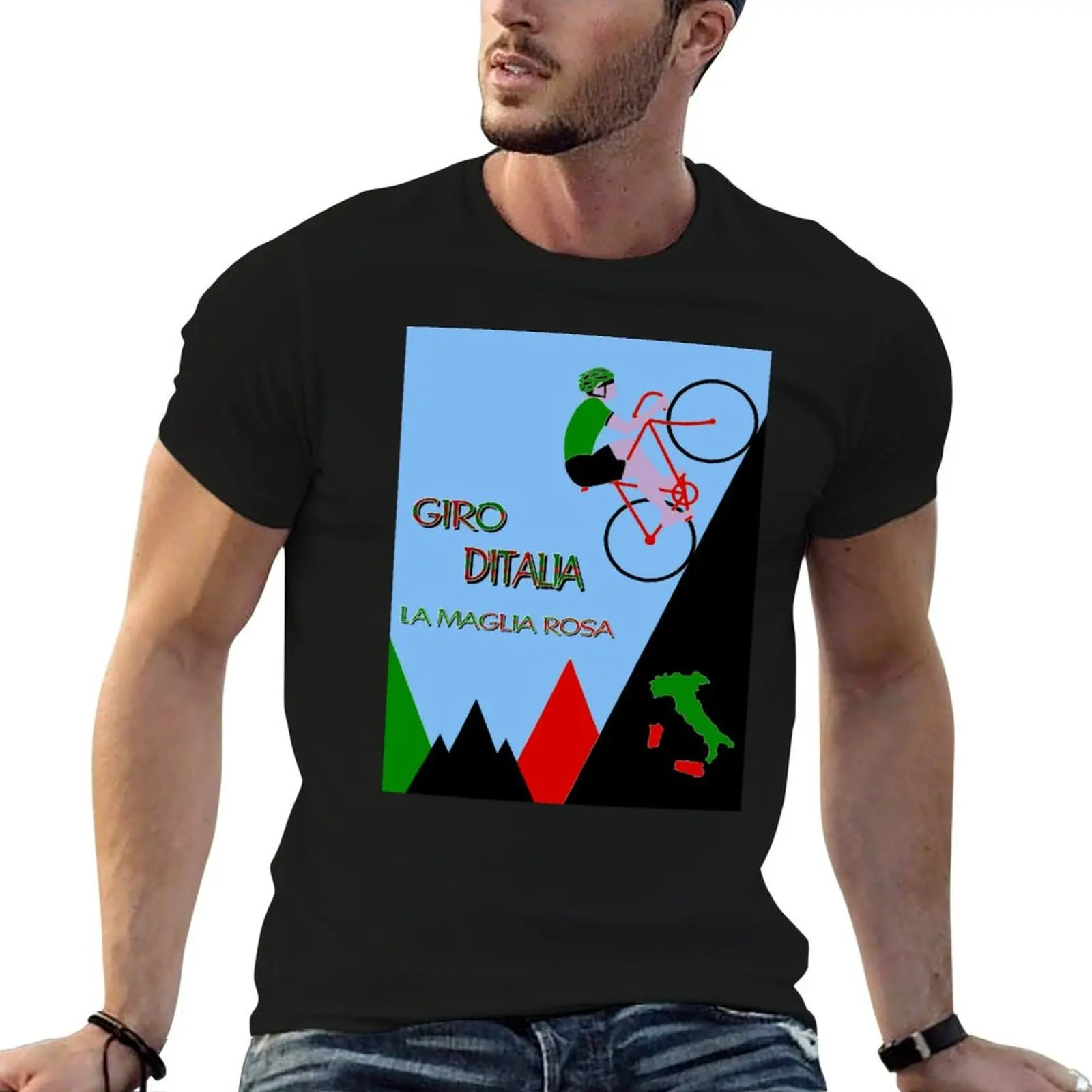 تي شيرت سباق مطبوع من القطن تي شيرت D مع مطبوعات تي شيرت BICYCLE_ ITALIA قميص إعلاني GIRO