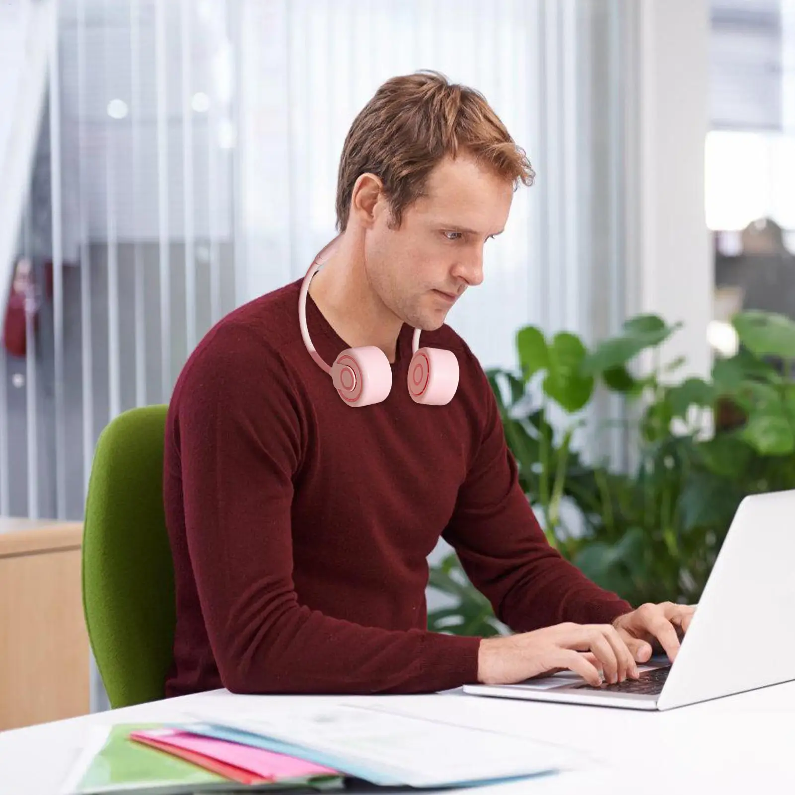 

Портативный шейный вентилятор, крошечный складной безлопастной охладитель, USB перезаряжаемый 3-скоростной шейный вентилятор для пеших прогулок, спортивного фестиваля, на открытом воздухе