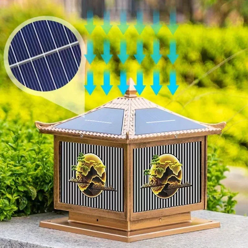 Welcome Guest Song Colorful LED Solar Personalized Column Light Waterproof Outdoor Column Light Villa Wall Courtyard Light