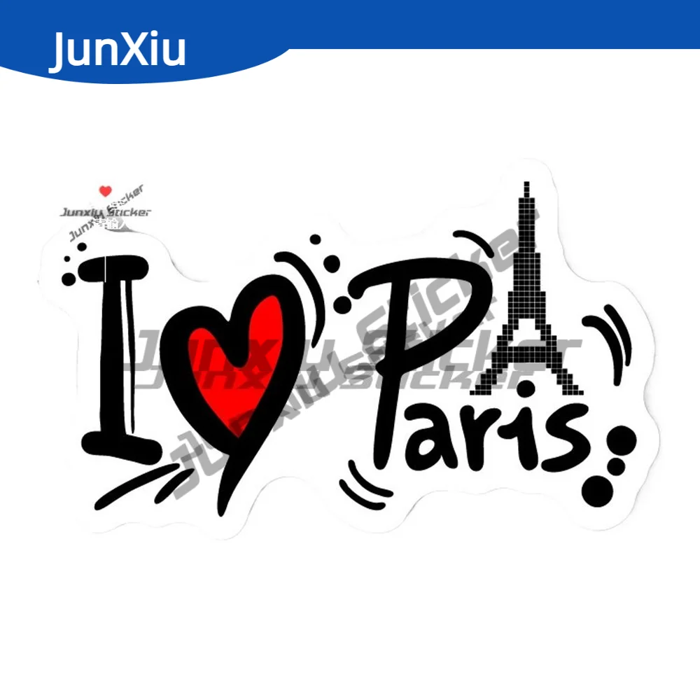 

I Love Paris Travel Slogan Sticker France Travel Decal Car Bumper Guitar Phone Window Engine Cover Decorative Decals Transporter