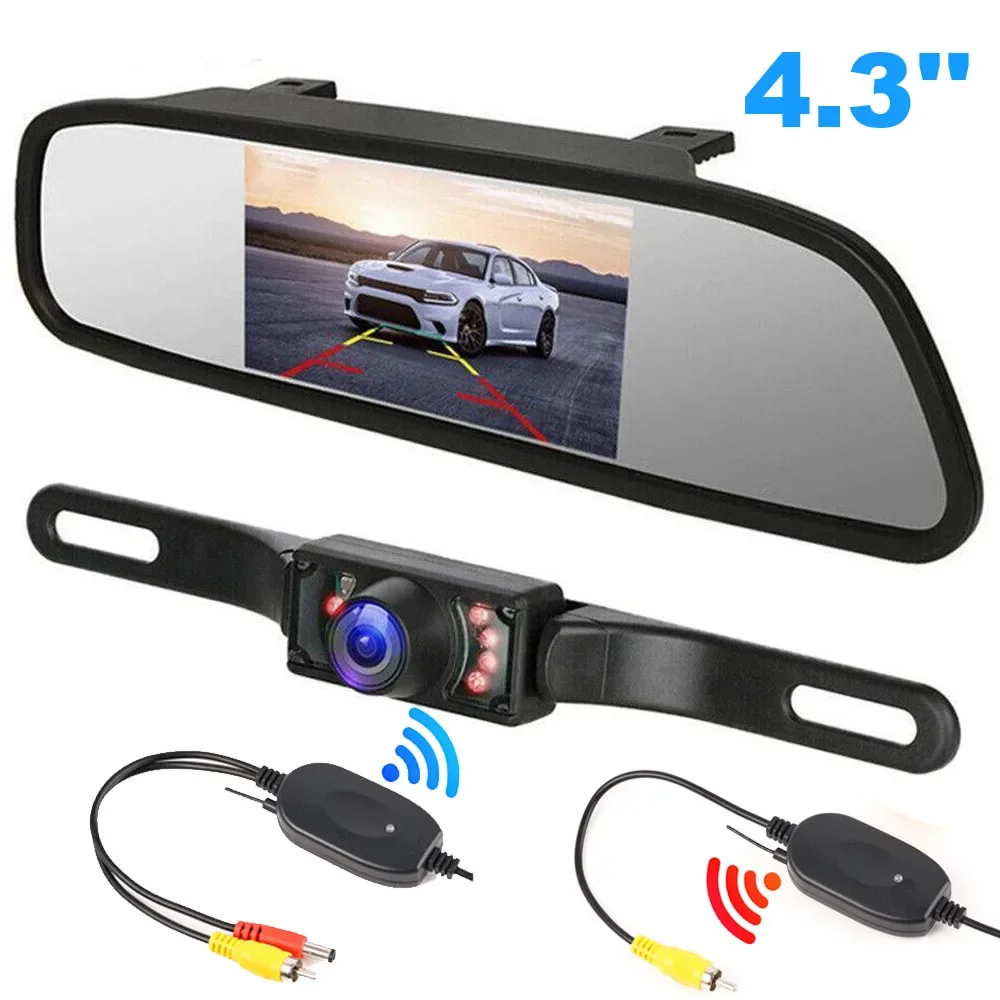 Bileeko Wireless 4.3 inch Rear View Monitor Car Monitor Car Van Truck Parking IR Night Vision Reversing Camera Security System