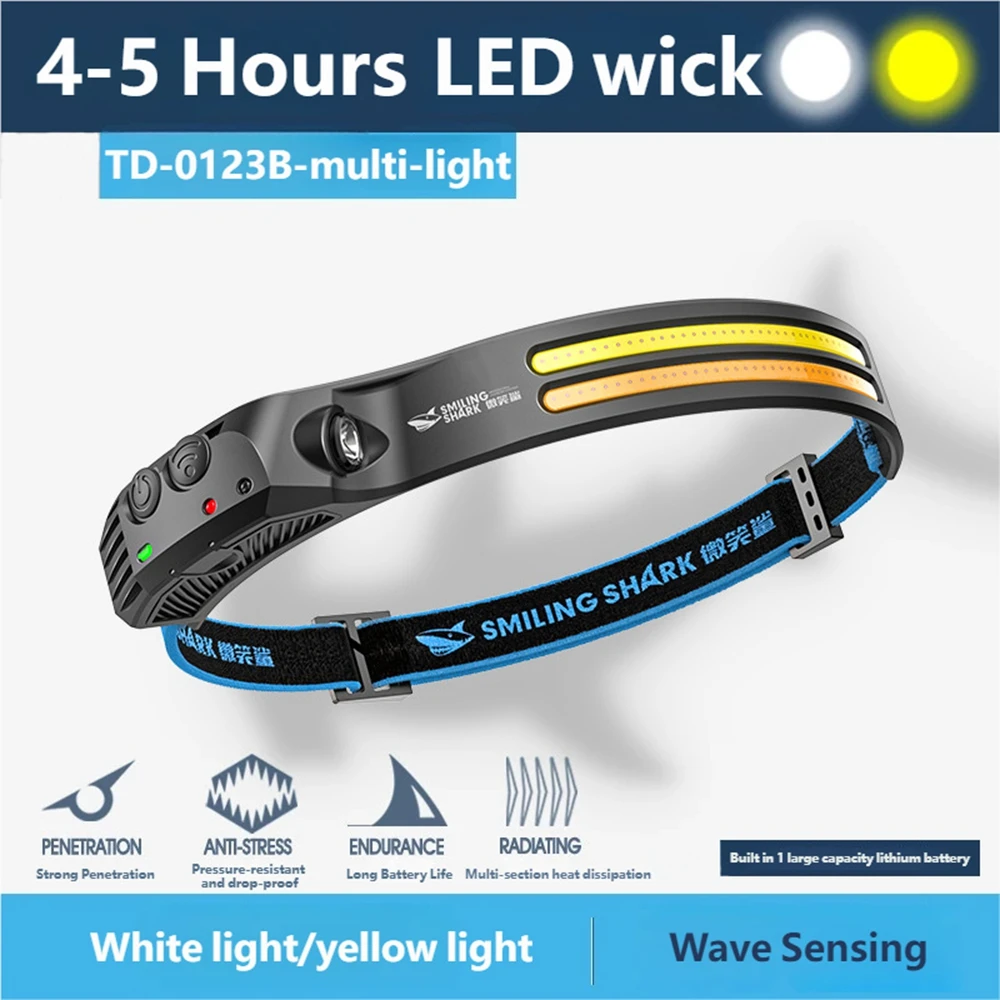 USB Rechargeable COB LED Induction Headlamp With 1800mAh Built-in Battery Head Flashlight Outdoor Camping Fishing Head Lantern