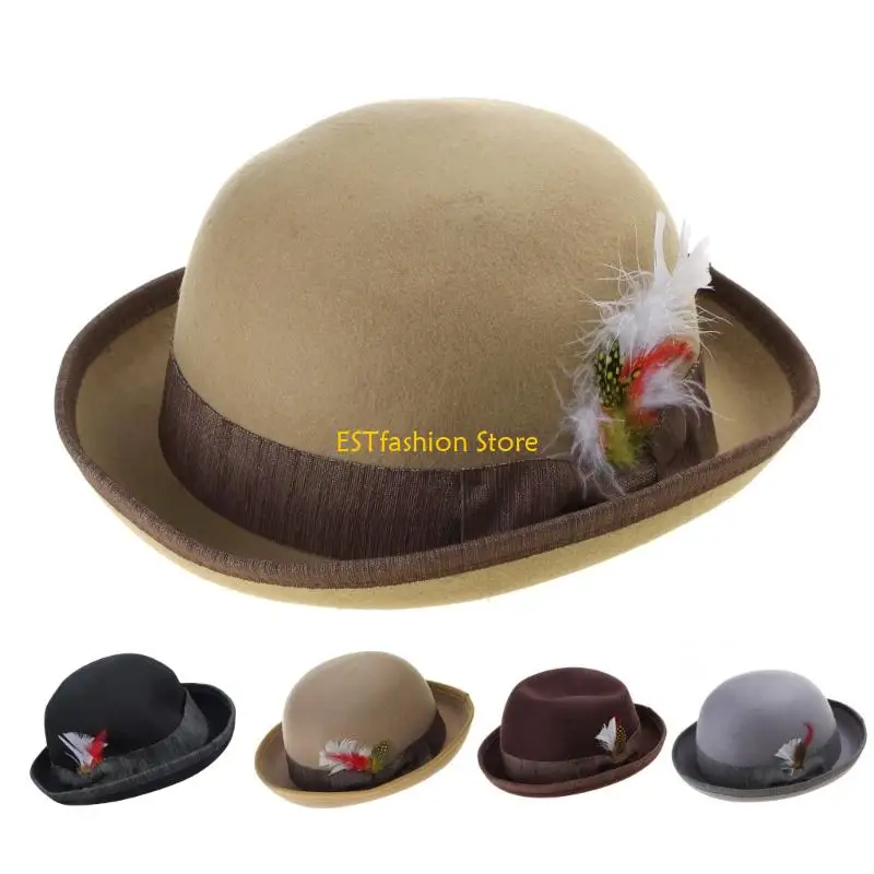 Y5GC Vintage Gentlemen Hat Wool Fedora Top Hat for Outdoor Gatherings Activities