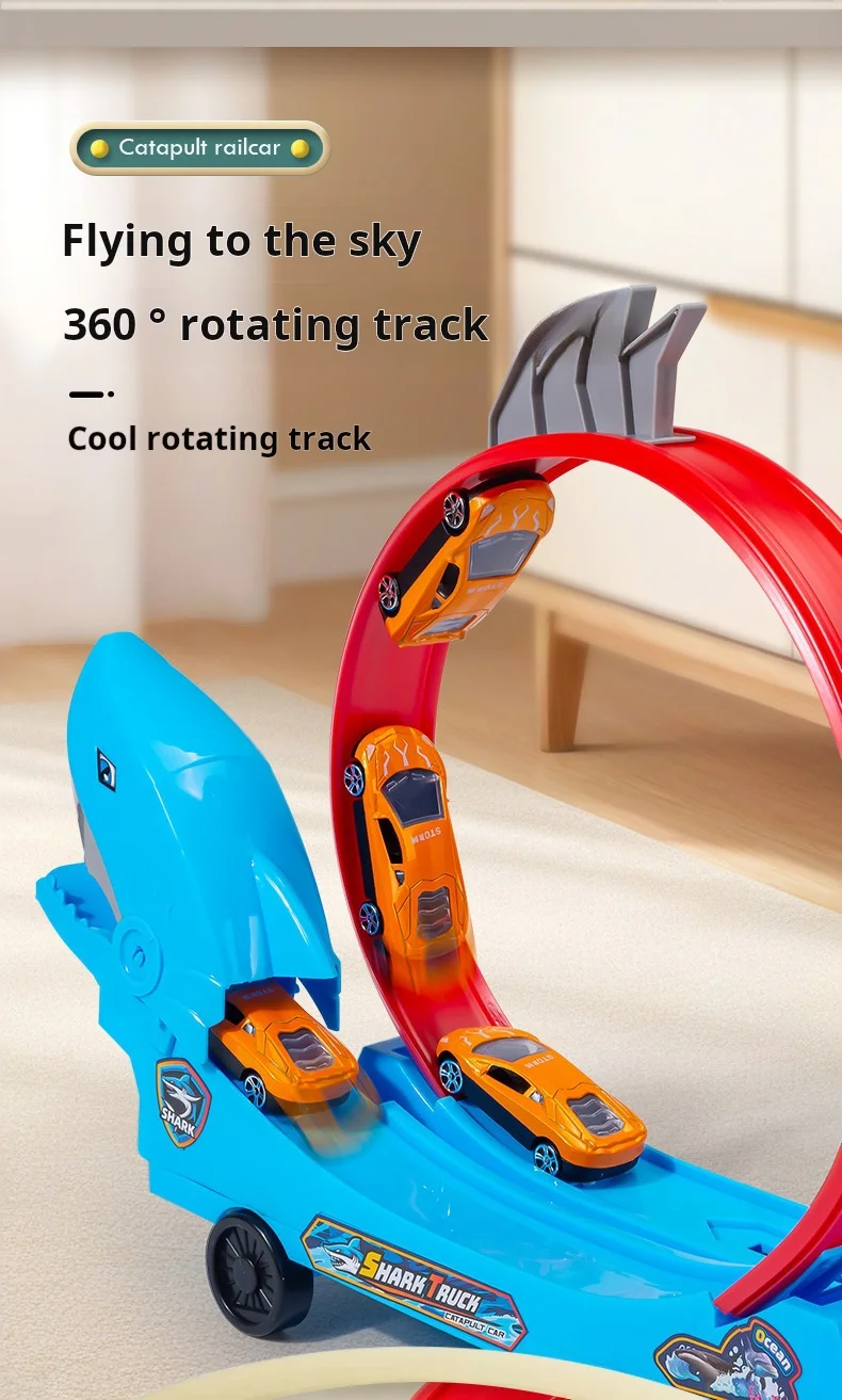 Dinosaurier Track Auto Schiebe Eisenbahn Spielzeug Shark DIY Montiert Schiene Kinder Spielen Fahrzeuge Pädagogisches Spielzeug Für Jungen Geschenk – Detail 4