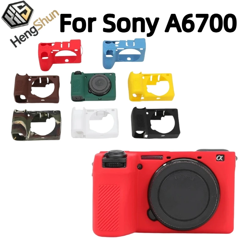 For Sony A6700 Soft Silicone Camera Case Shock‑Proof Anti‑Scratch Protective Cover With Free Tempered Glass Screen Protector
