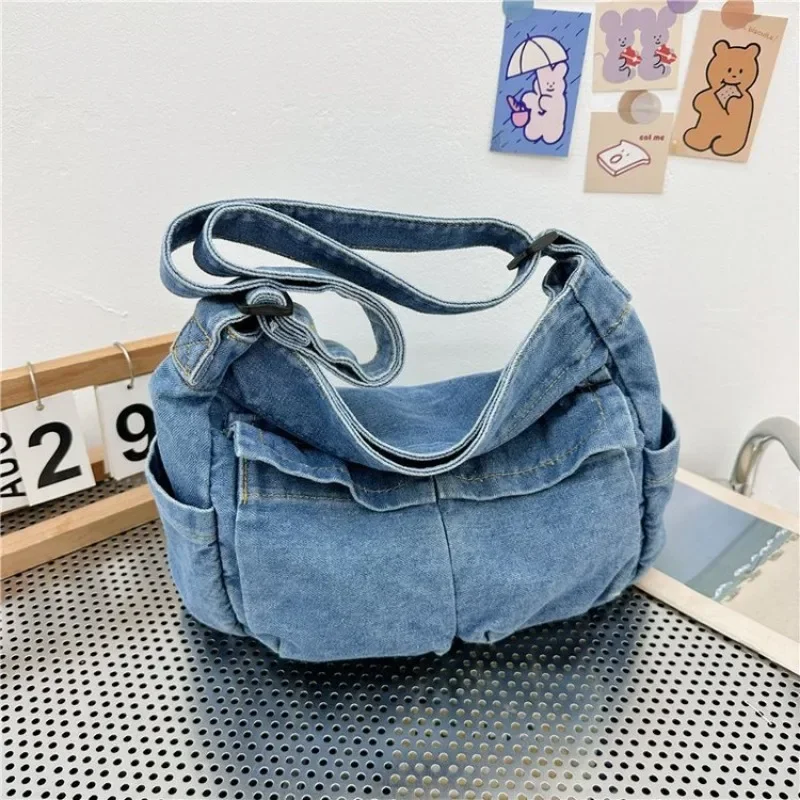 Bolso de mensajero Vintage de mezclilla para mujer, bolso de mano, bolso de hombro tipo bandolera con pantalones vaqueros a la moda, bolso informal de gran capacidad para mujer