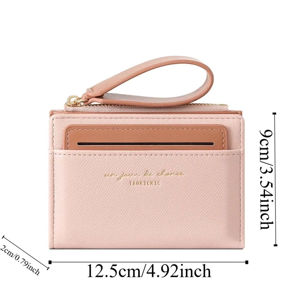 Portafoglio pieghevole da donna portatile con bottone a pressione in PVC Borsa per carte in tinta unita Carta multipla Borsa corta da donna in stile coreano per appuntamenti