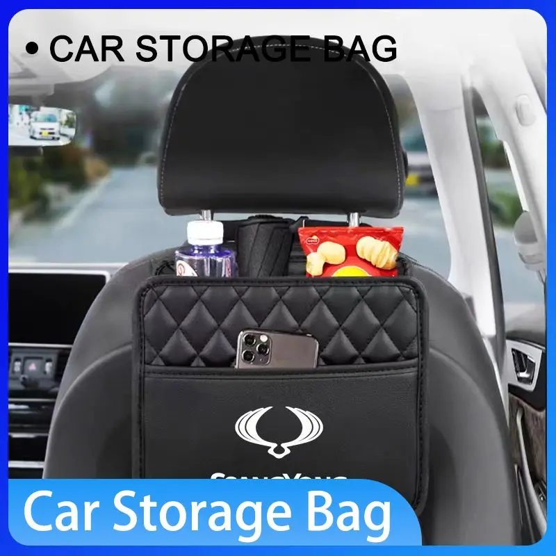 

Car Backseat Organizer Multifunction Leather Interior Hanging Storage Bag For SsangYong Actyon Kyron Korando Car Accessories