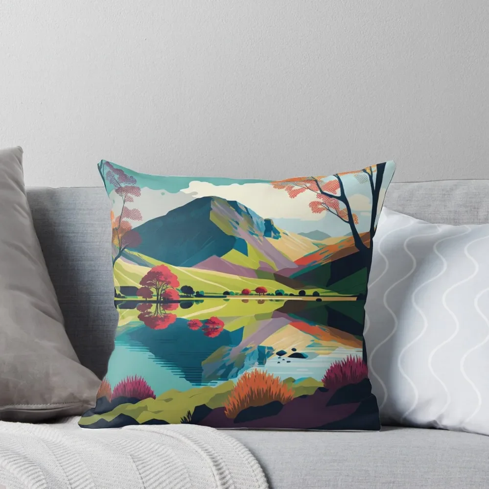 Vibrant landscape of The Lake District Throw Pillow Custom Cushion Photo Sofas Covers pillow