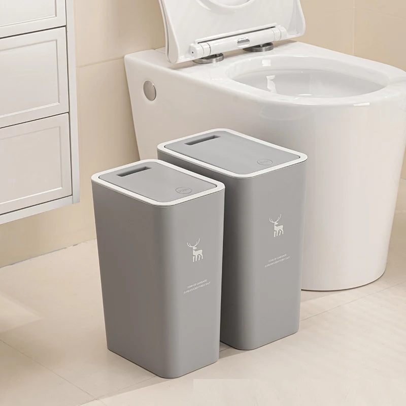 Toilet Trash Can Press Type Trash Can Living Room Kitchen Toilet Deodorant Belt Press Cover Trash Can