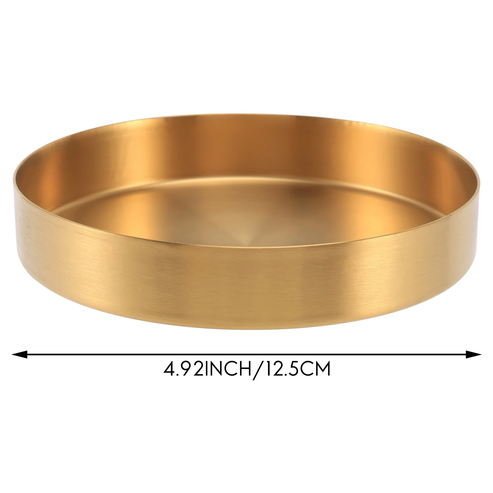 Trending Now Round Gold Tray,Metal Decorative Tray Makeup Tray Organizer for Vanity,Bathroom,Dress,Matte Brass Finish, 4.9 Inch