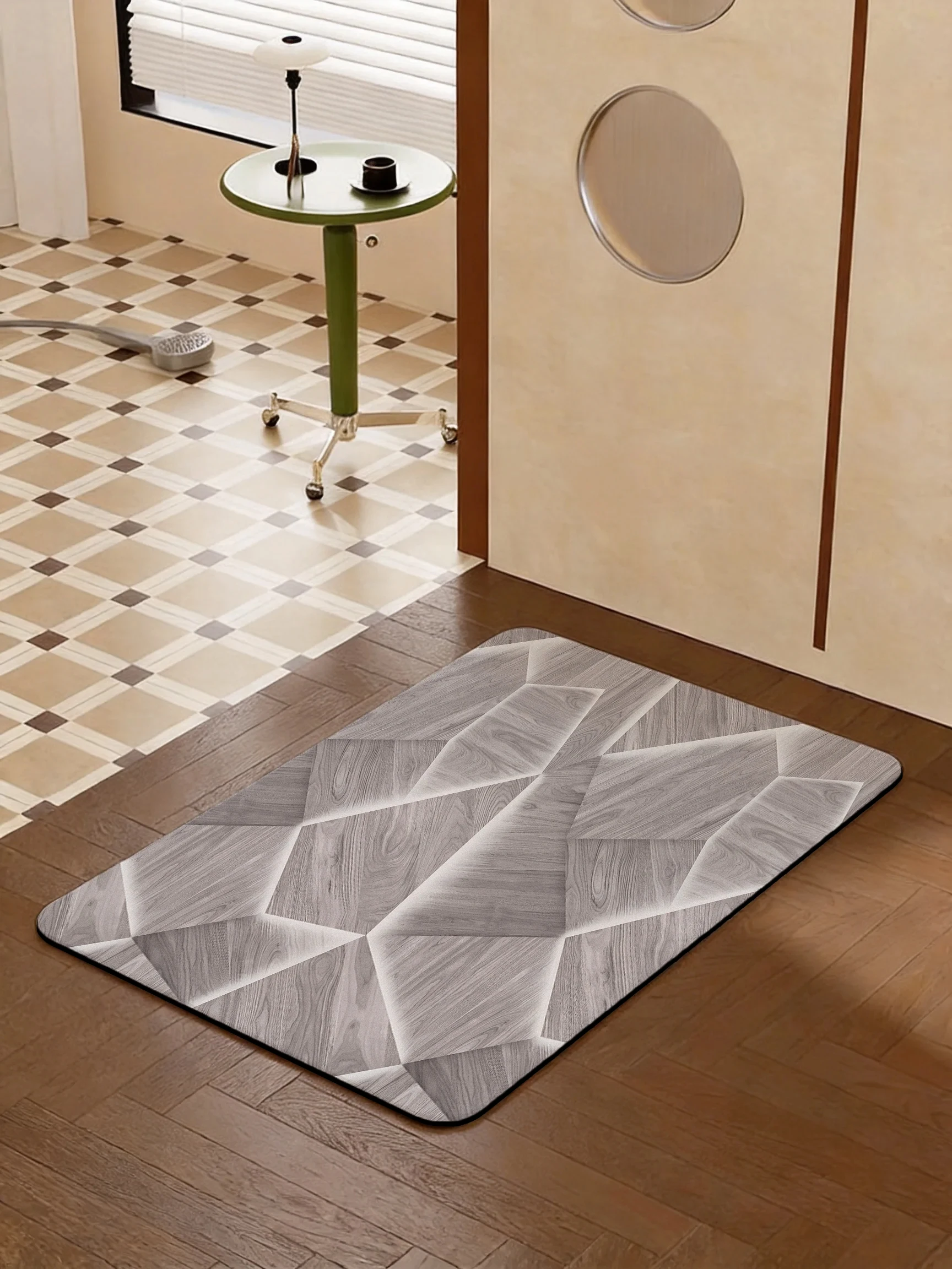 Natural Stone Texture Diatomite Mat Super Absorbent Fast-Drying Non-Slip Rug for Bathroom Entryway Kitchen