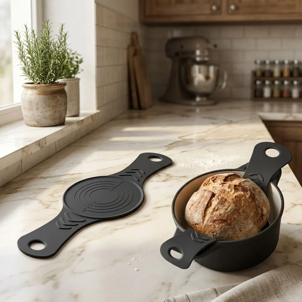 

Non-Stick Silicone Bread Sling Heat-Resistant with Markings Dutch Oven Baking Mat Long Handle Odor Free Baking Lining Bakery