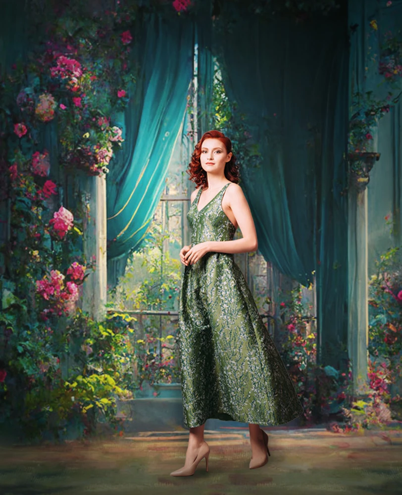 빈티지 유화 사진 배경 꽃, 어린이 생일 결혼식 출산 초상화 장식 배경, 사진 스튜디오 WT-01