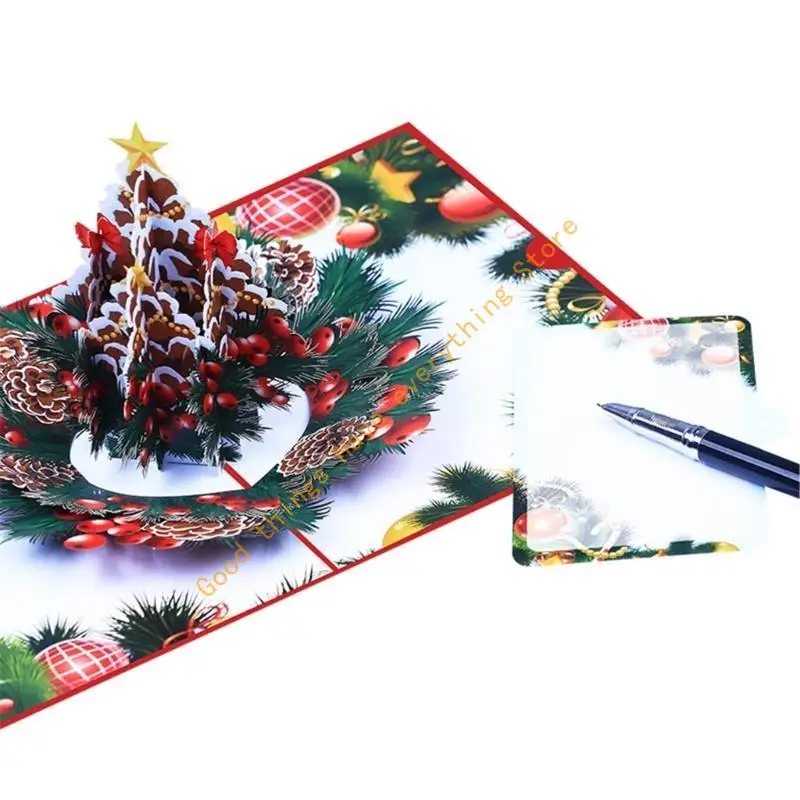 

Holiday Pinecones 3D Greeting Card with Envelope Christmas Theme Invitation Card Stylish Postcard for New Years Party 55KF