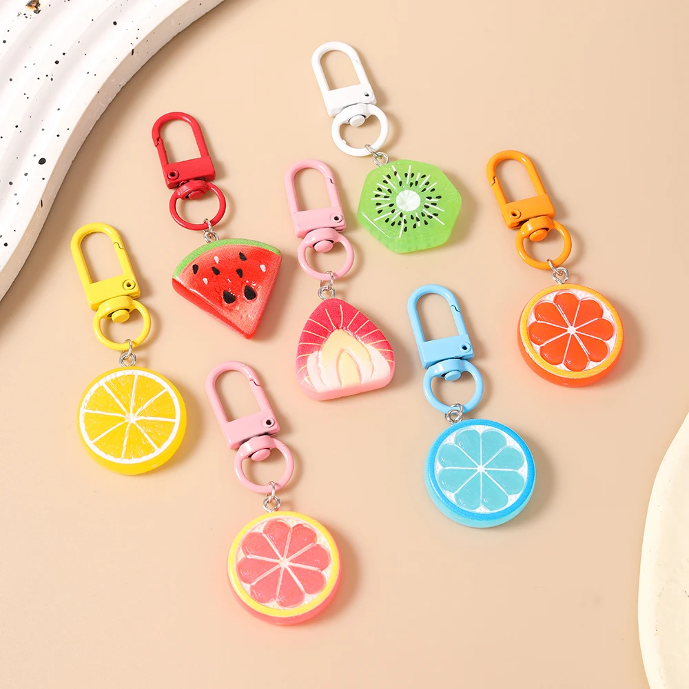 Aihua Niedlicher Harz-Simulations-Frucht-Schlüsselanhänger Zitrone Wassermelone Schlüsselring-Anhänger für Damen Mädchen Handtaschen-Deko Kinder-Schmuck Geschenke – Detail 2
