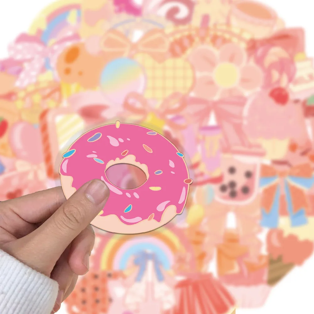 50PCS Kreative Rosa Schatz PET Transparent Material Aufkleber Hand Konto Dekoration DIY Telefon Fall Wasser Tasse Aufkleber