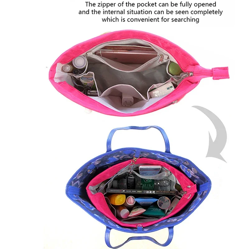 EverToner Women Makeup Bag Large Capacity Insert Bag Organizer Handbag Multi-functional  Cosmetic Bag