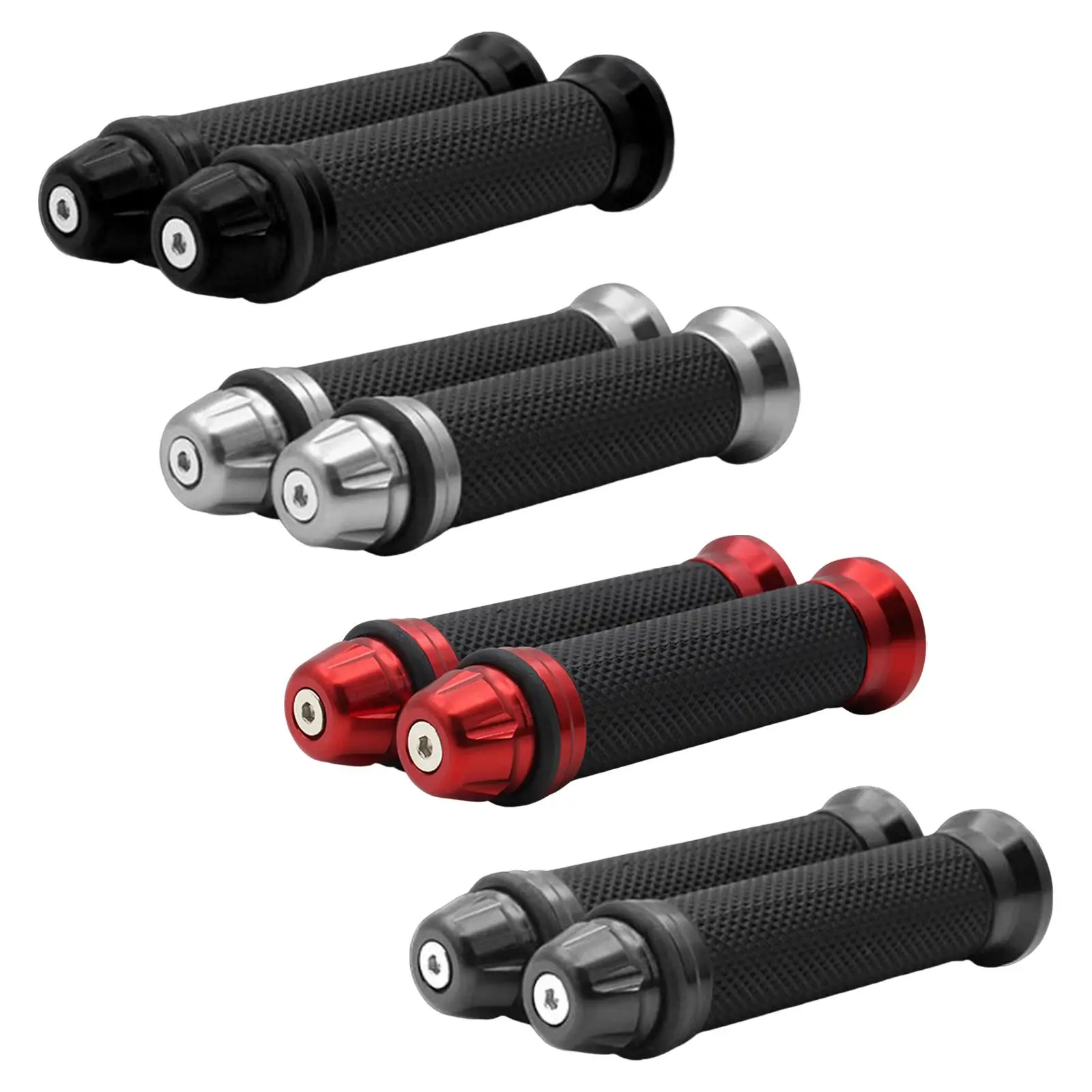 2Pcs Motorcycle Hand Grips Handlebar Grips CNC Aluminum Rubber Universal Durable