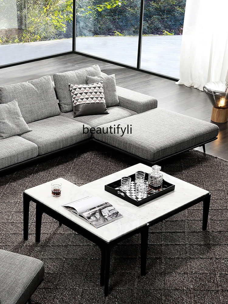 Italian Modern Living Room Tea Table Sets Nested Tables Combination Minimalist New Chinese Marble Tea Table