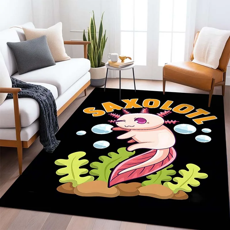 Kawaii  A-Axolotl Gaming Pattern Living Room Bedroom Carpet Bedside Bathroom Floor Mat 15 Size Area Rug Game Room Decor Play Mat