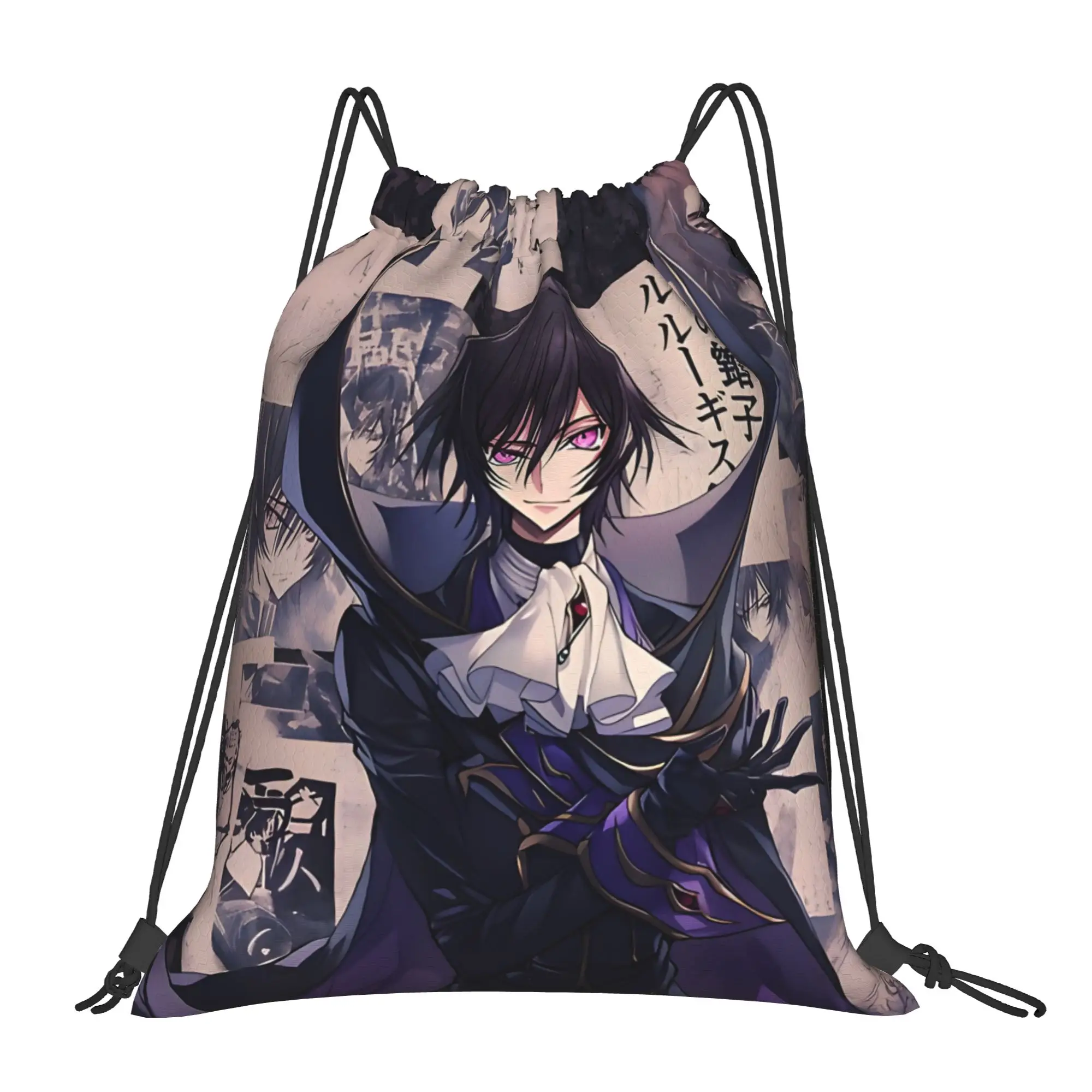 1 pc Lelouch Poster Code Geass Anime Drawstring Bags Shopping Unisex Storage Bag