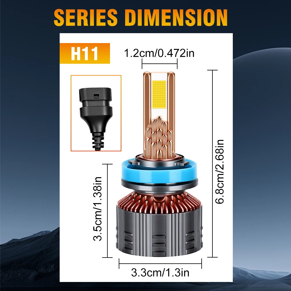 120W LED Car Headlights 2PCS H8 H9 H11 6000K Brightness Turbo Auto Headlight Multi Copper Tube LED Light Bulbs for Vehicle view 6