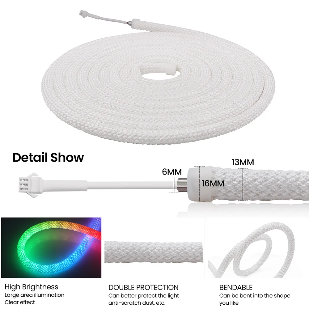 5V WS2812B RGB LED Neon Strip Nylon Rope Light Bluetooth-kompatybilny z 28 klawiszami Zestaw USB 360 Okrągła rurka Elastyczny wystrój