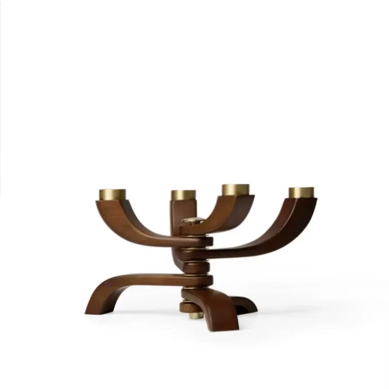 

Modern light luxury metal solid wood candle holder candle model house sales office dining table decoration