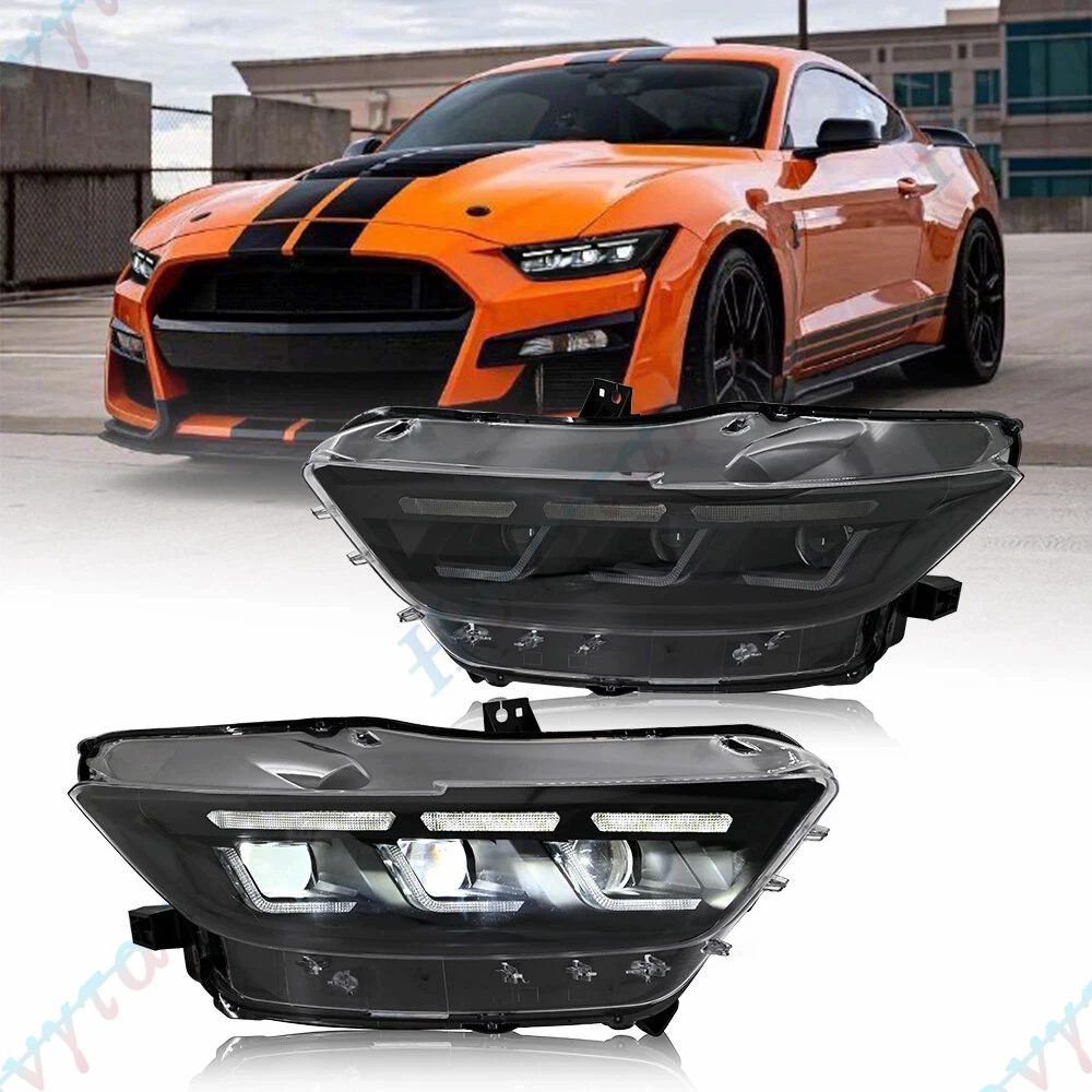 

Пара светодиодных фар для Ford Mustang 2015 2016 2017, комплект фар для Ford Mustang Shelby GT500, передние фары с функцией DRL.