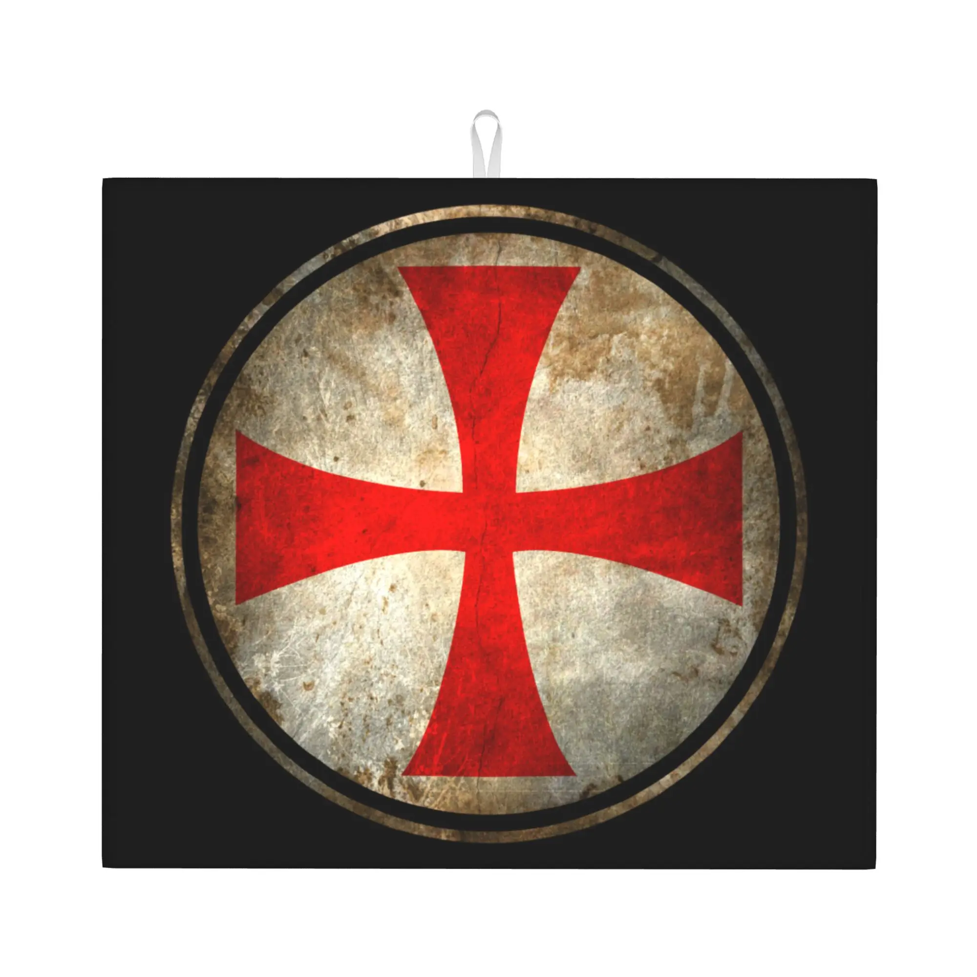 Templar Knight Jerusalem Cross Seal Medieval Warrior Symbol Drying Mat For Kitchen Waterproof Bathroom Countertop Protector Mat