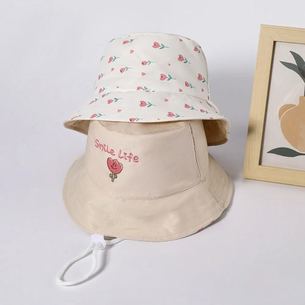 

Casual Star Flower Print Baby Bucket Hat Soft Cotton Breathable Kids Sun Hat Wide Brim Thin Fisherman Hat Summer