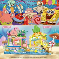 SpongeBob Series Building Blocks SpongeBob Patrick House Building Block Surf Shop Scene Model Bricks Set Toys Gifts for Kids