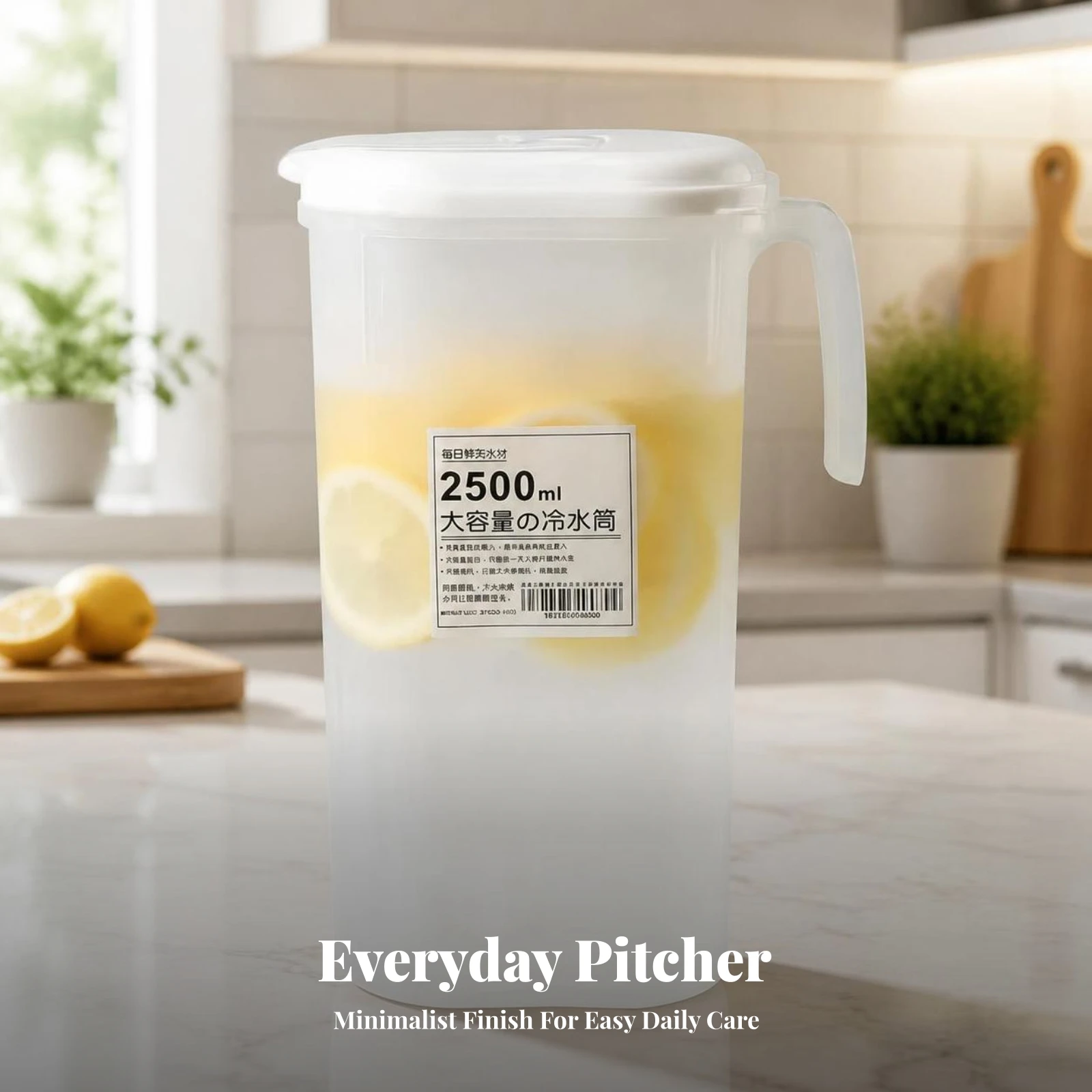 Refrigerator Water Pitcher with Filter Spout Space-Saving Water Pitcher with Handle Carafe Wide-Mouth Versatile for Families