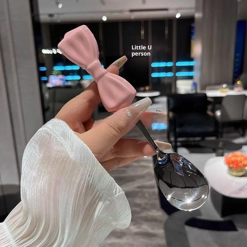 Tableware Set Portable Cutlery Bow-shaped Stainless Steel Fork Spoon Chopsticks Portable Travel Flatware With Box view 4