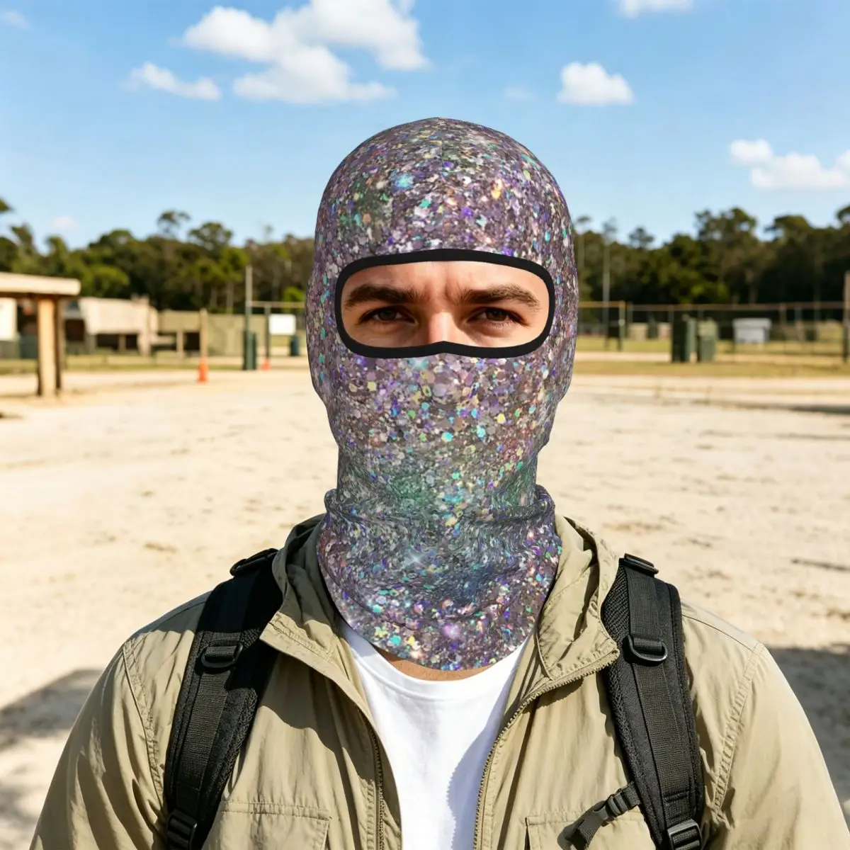 Rainbow Mixed Glitter Digital Art NOT REAL GLITTER Balaclava Full Face Mask Sun Protection Neck Gaiter For Motorcycle Outdoor