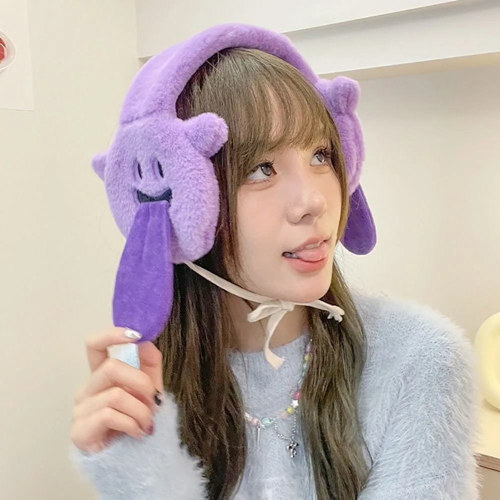 ของขวัญฮาโลวีนตุ๊กตากระต่ายผม Earmuffs อบอุ่นน่ารักปีศาจสบาย Earflap Kawaii การ์ตูนหูผู้หญิง