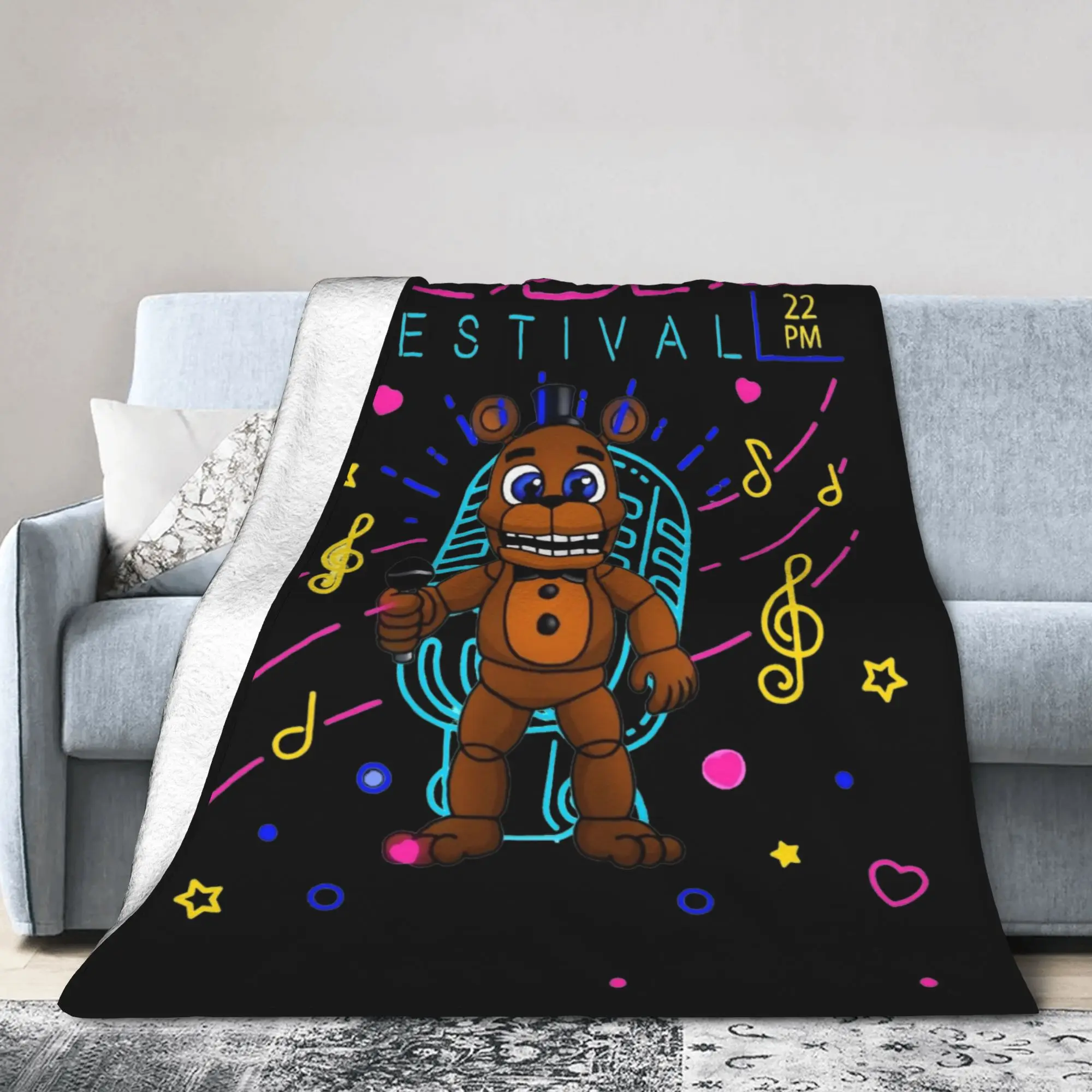 Halloween Five Nights Horror Game Blankets Flannel Textile Decor   Lightweight Thin Throw Blankets for Bedding Car Rug Piece