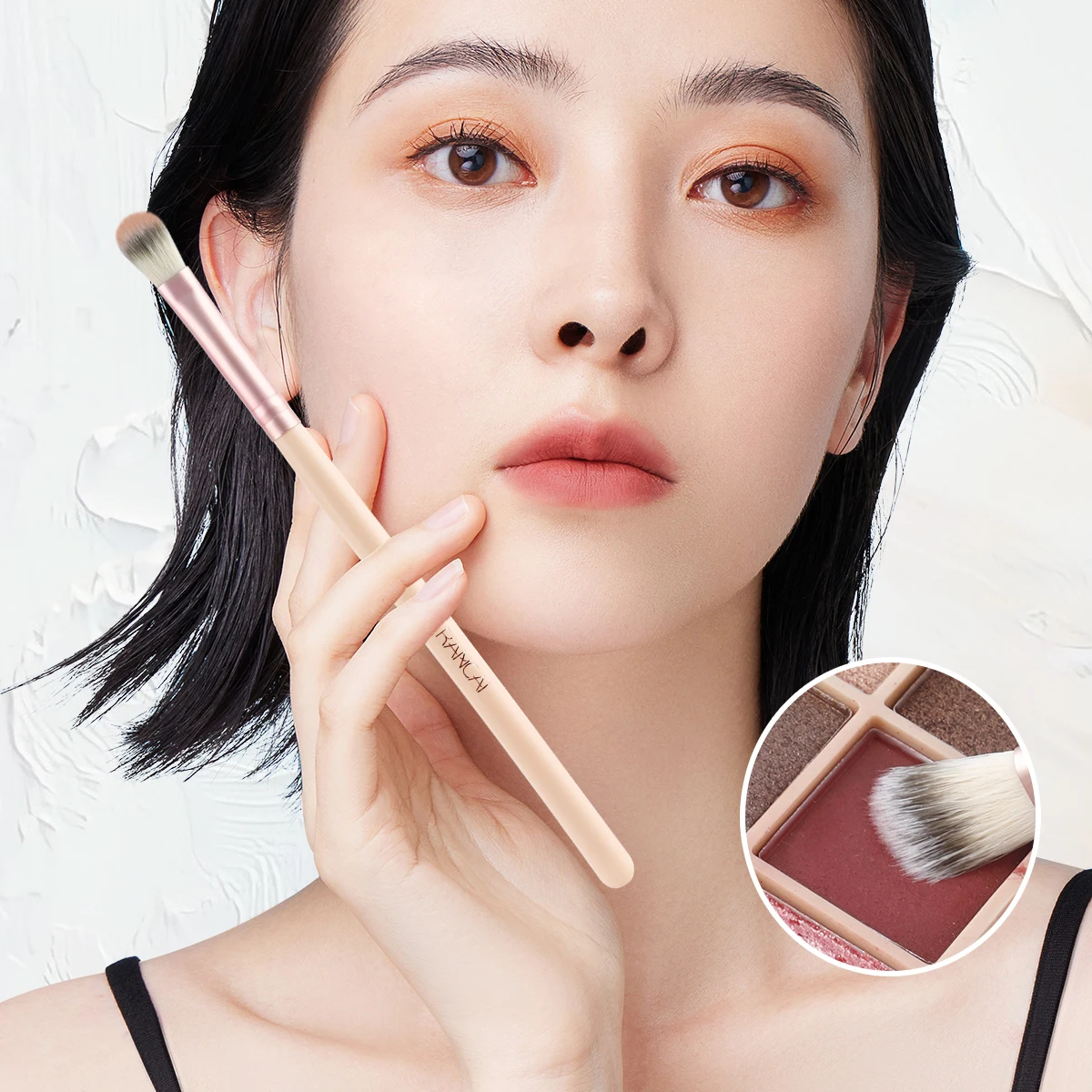 7 Uds. Kit de brochas para sombra de ojos, herramienta de maquillaje vegana con mango de madera, aplica impecable sombra de ojos y juegos de corrector