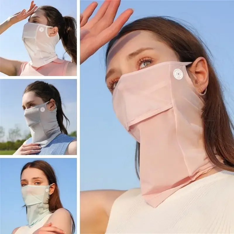 2pcs UV Protect Outdoor Sunscreen Golf Sun Proof Ice Silk Bib Women Collar Fishing Riding Neckline Mask Summer Integrated Breath